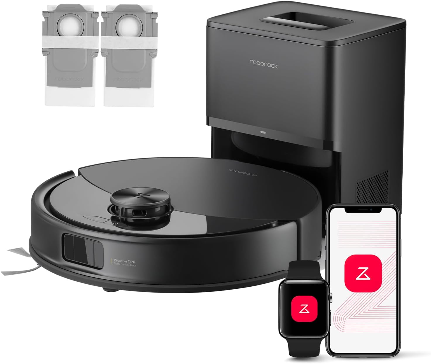 Roborock Q10 S5 Robot Vacuum Cleaner with Mop 10000Pa Suction Self Emptying Station Pet Hair Carpets Hard Floors Black