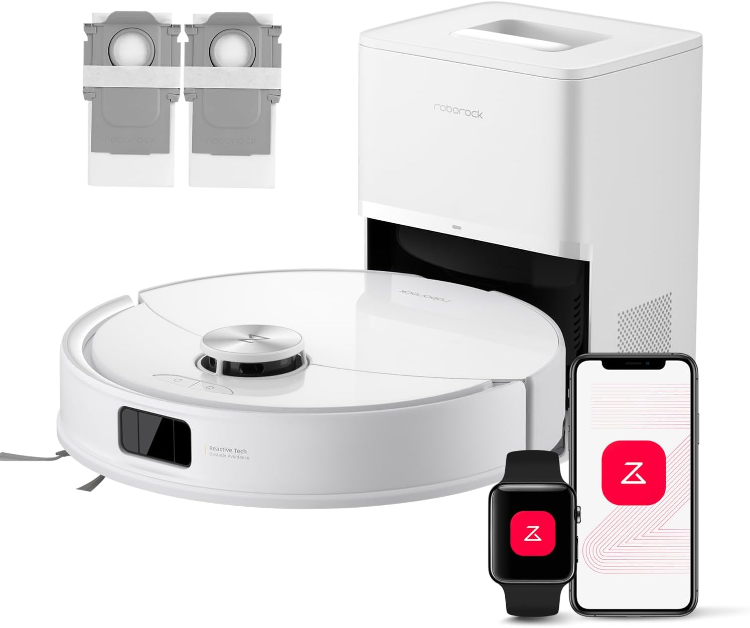 Roborock Q10 S5+ Robot Vacuum and Mop 10000Pa Suction Self-Empty Station Pet Hair Carpet Hard Floor White