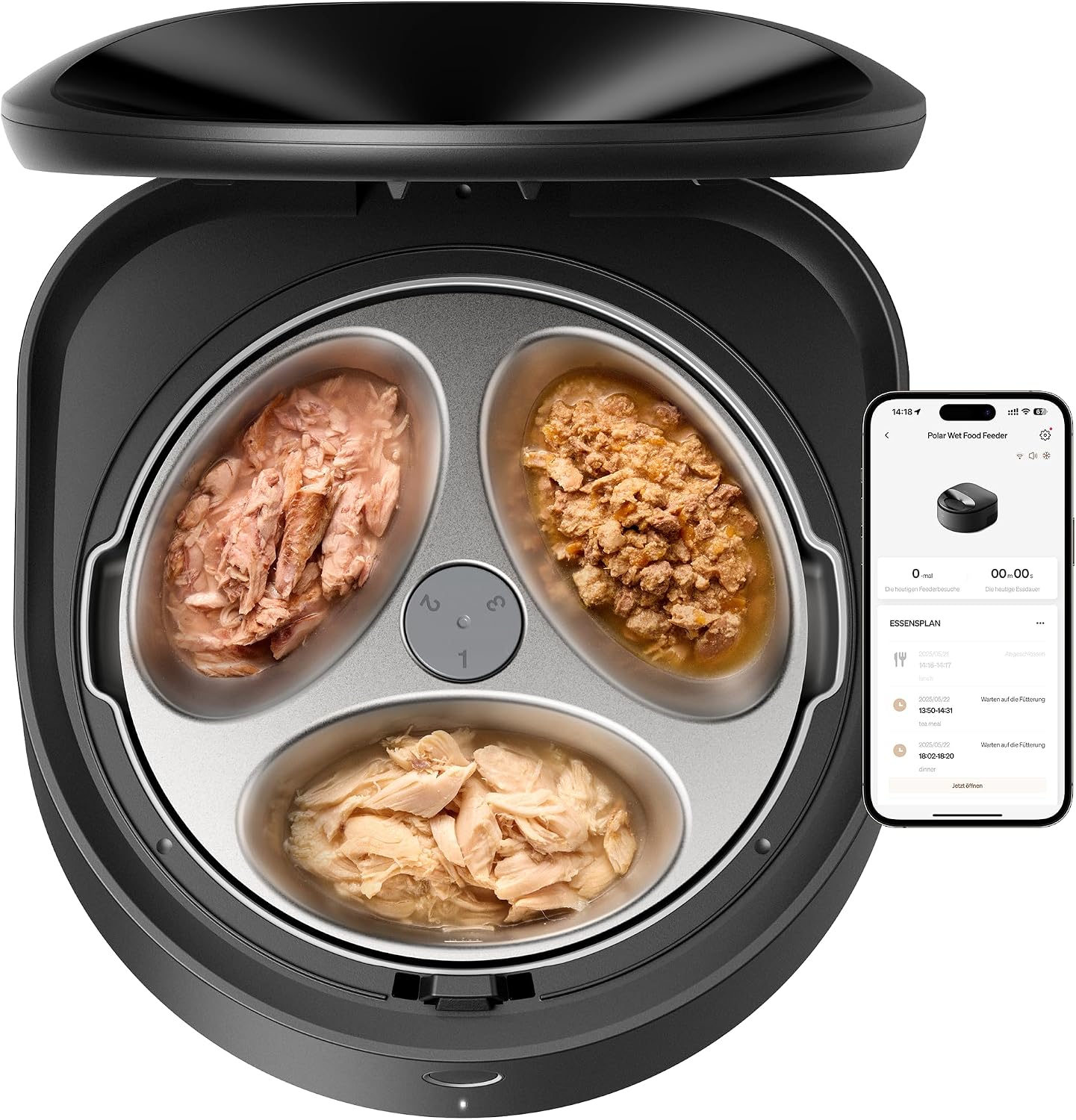PETLIBRO Futterautomat Katze Nassfutter mit Spülmaschinengeeigneter Edelstahlnapf, Nassfutterautomat mit Halbleiter Kühlung, 2,4 GHz Wi-Fi Smart App-Steuerung, 3 Tage wahre Frische, Wet Food Feeder