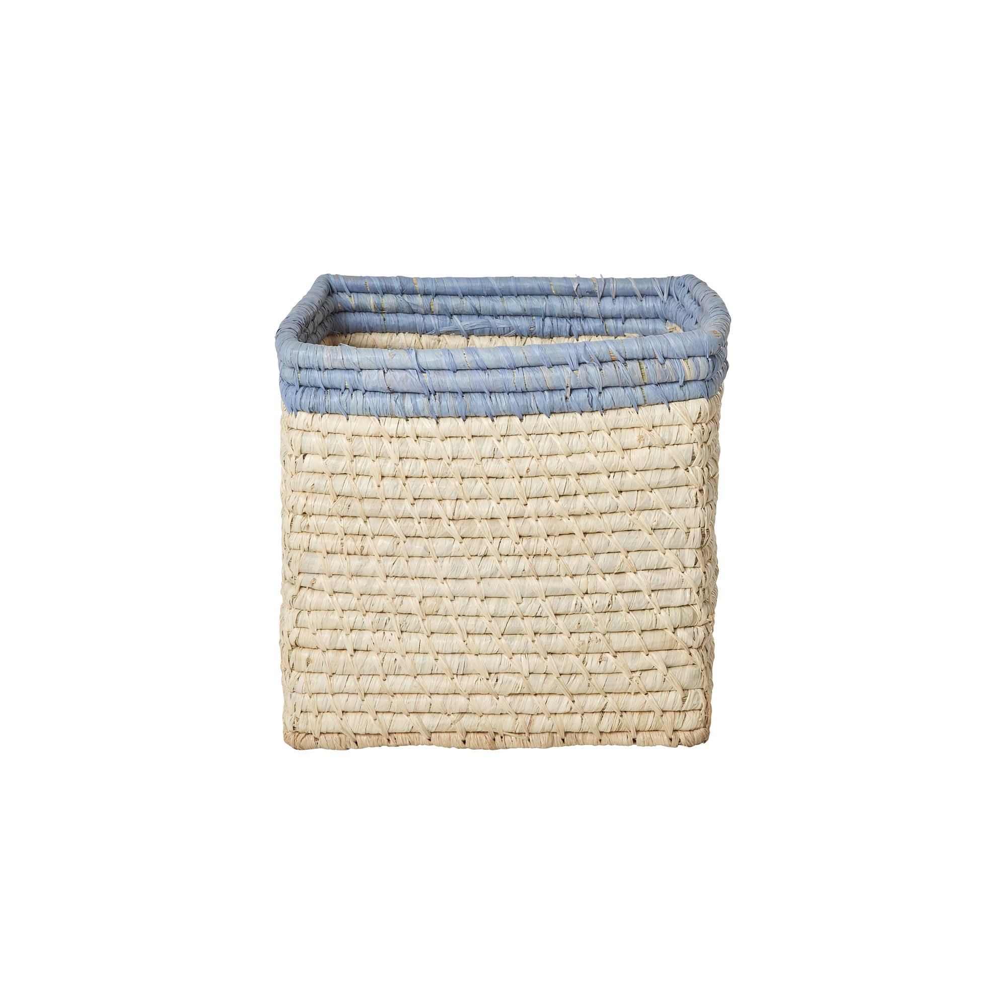 Raffia Korb ohne Griffe/ Rand Blau